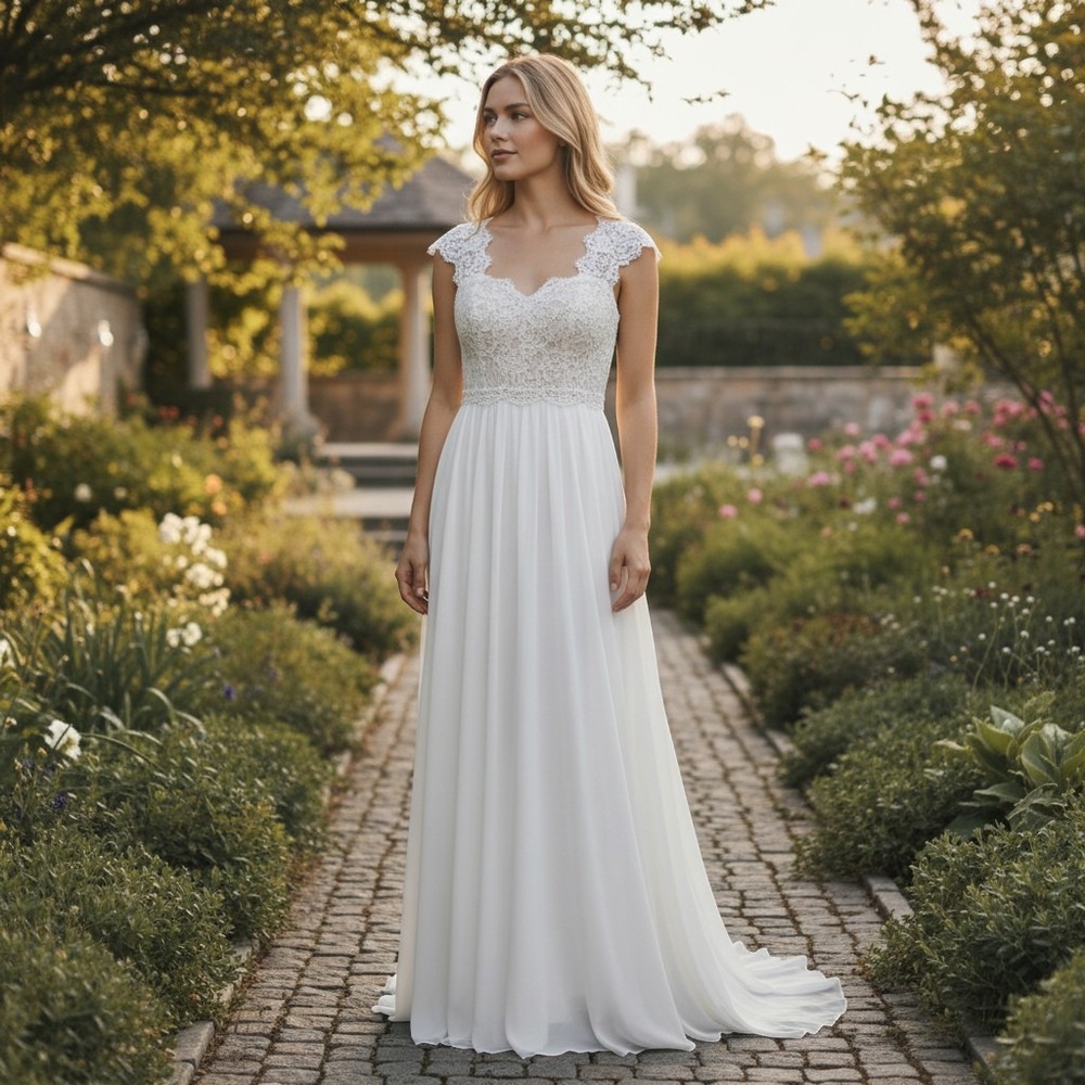 Abao White Lace Chiffon Wedding Dress rinestn Mpire Waist Corset Plus sz 16 NWT